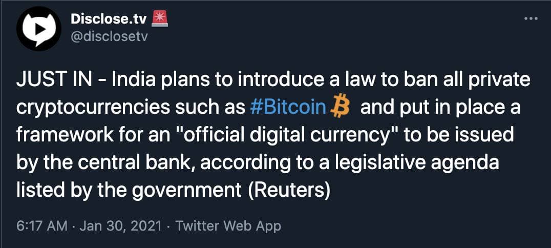 India Bans Crypto India Bans Crypto